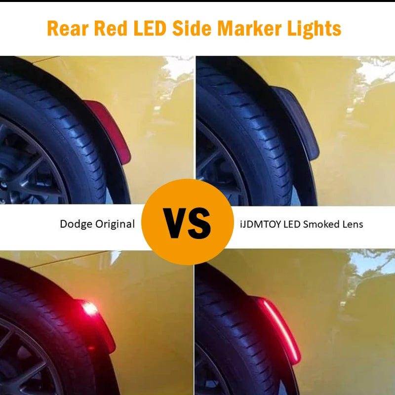 iJDM For Dodge Charger Front/Rear Bumper Side Marker Light Turn SignalLights/Driving Lights,Replace OEM Sidemarker Lamps 15-22