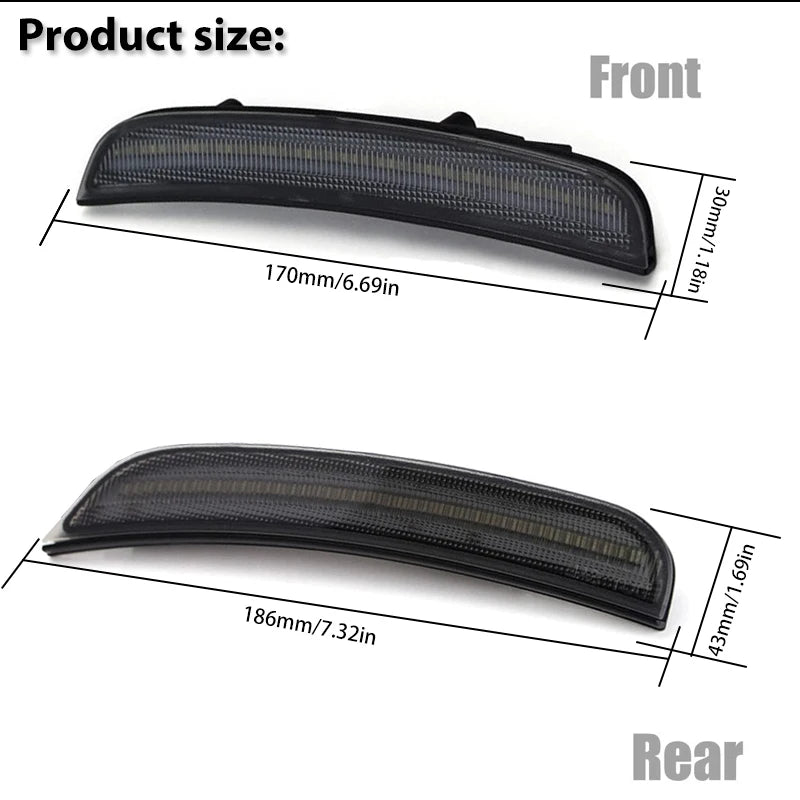 iJDM For Dodge Charger Front/Rear Bumper Side Marker Light Turn SignalLights/Driving Lights,Replace OEM Sidemarker Lamps 15-22