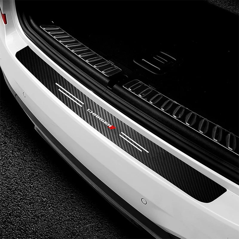 Carbon Fiber Car Door Sill Threshold Protector Auto Stickers Decals For DODGE CHARGER Logo Accessories