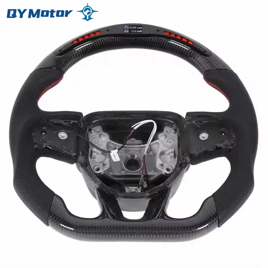 LED Carbon Fiber Steering Wheel For Dodge Challenger Charger Durango HELLCAT 2015-2020 Jeep Grand Cherokee SRT 2014-2020
