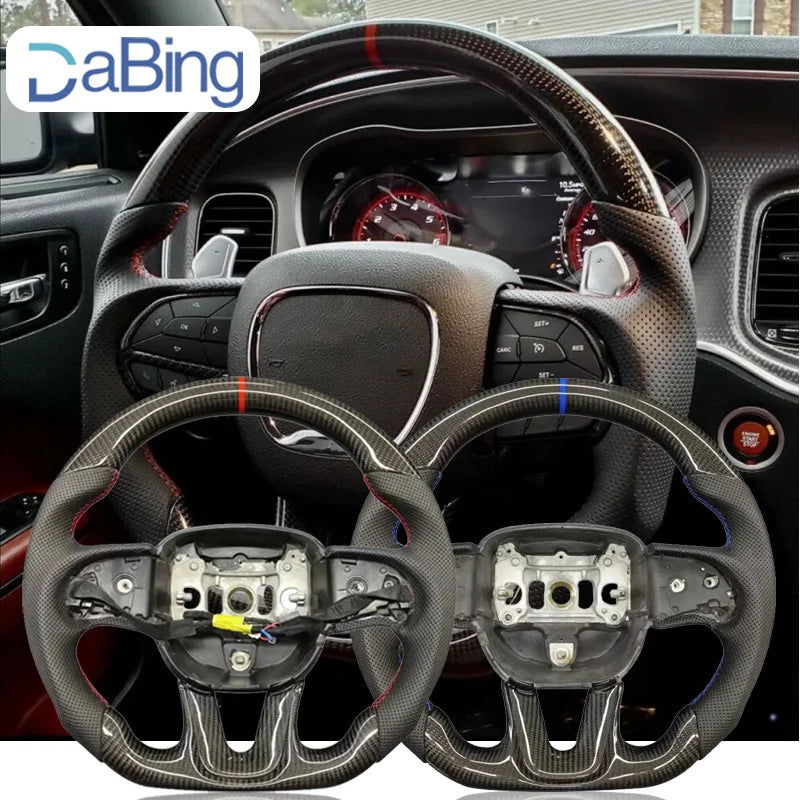 Real Carbon Fiber Fit For Dodge  2015-2020 Challenger Hellcat Charger Durango SRT Steering Wheel Car Steernig Wheel