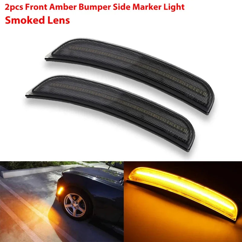 iJDM For Dodge Charger Front/Rear Bumper Side Marker Light Turn SignalLights/Driving Lights,Replace OEM Sidemarker Lamps 15-22
