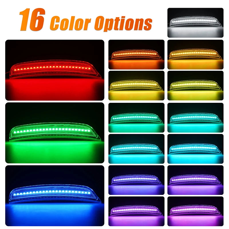 4Pcs LED RGB Front Rear Bumper Side Marker Lights For Dodge Charger 2015-2023 Turn Singal Reflectors Lamps Car Accessories
