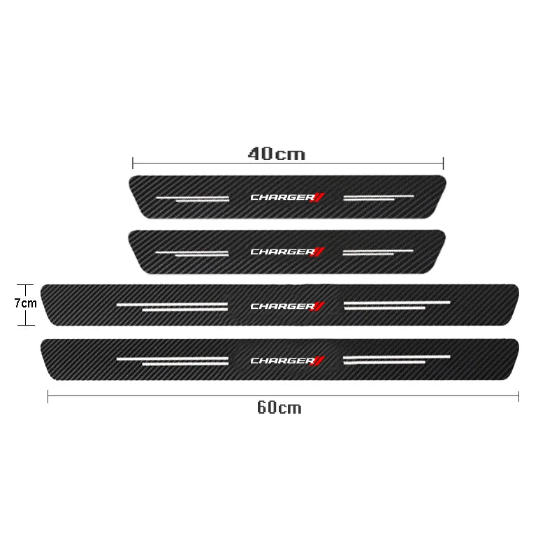 Carbon Fiber Car Door Sill Threshold Protector Auto Stickers Decals For DODGE CHARGER Logo Accessories