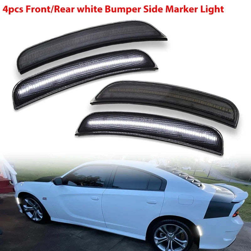 iJDM For Dodge Charger Front/Rear Bumper Side Marker Light Turn SignalLights/Driving Lights,Replace OEM Sidemarker Lamps 15-22