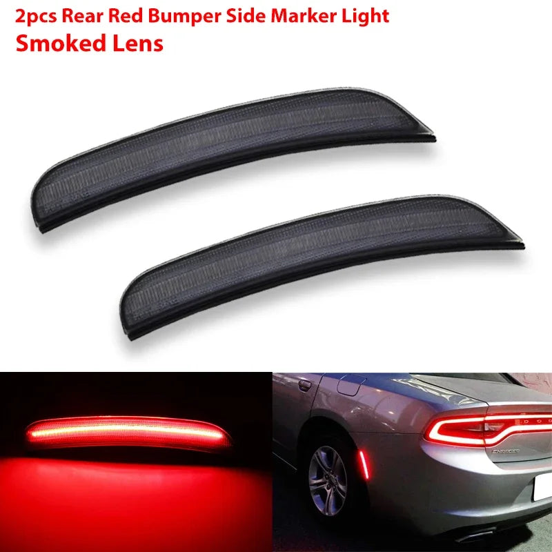iJDM For Dodge Charger Front/Rear Bumper Side Marker Light Turn SignalLights/Driving Lights,Replace OEM Sidemarker Lamps 15-22
