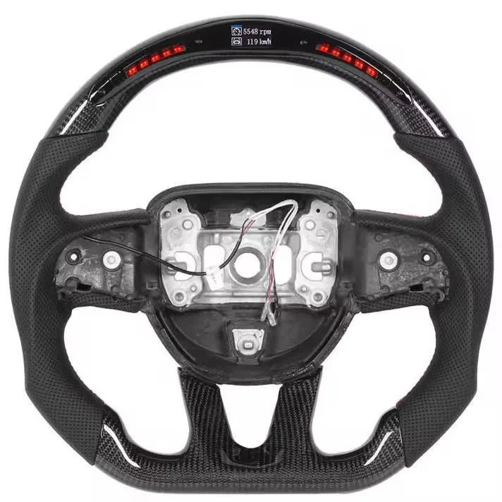 LED Carbon Fiber Steering Wheel For Dodge Challenger Charger Durango HELLCAT 2015-2020 Jeep Grand Cherokee SRT 2014-2020