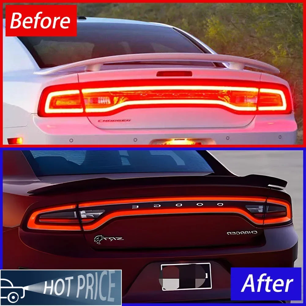 Car Taillights Assembly For Dodge Charger 2011-2014 LED Auto Back Lamps Upgrade Dynamic Flashing Signal Light Tools Accessories