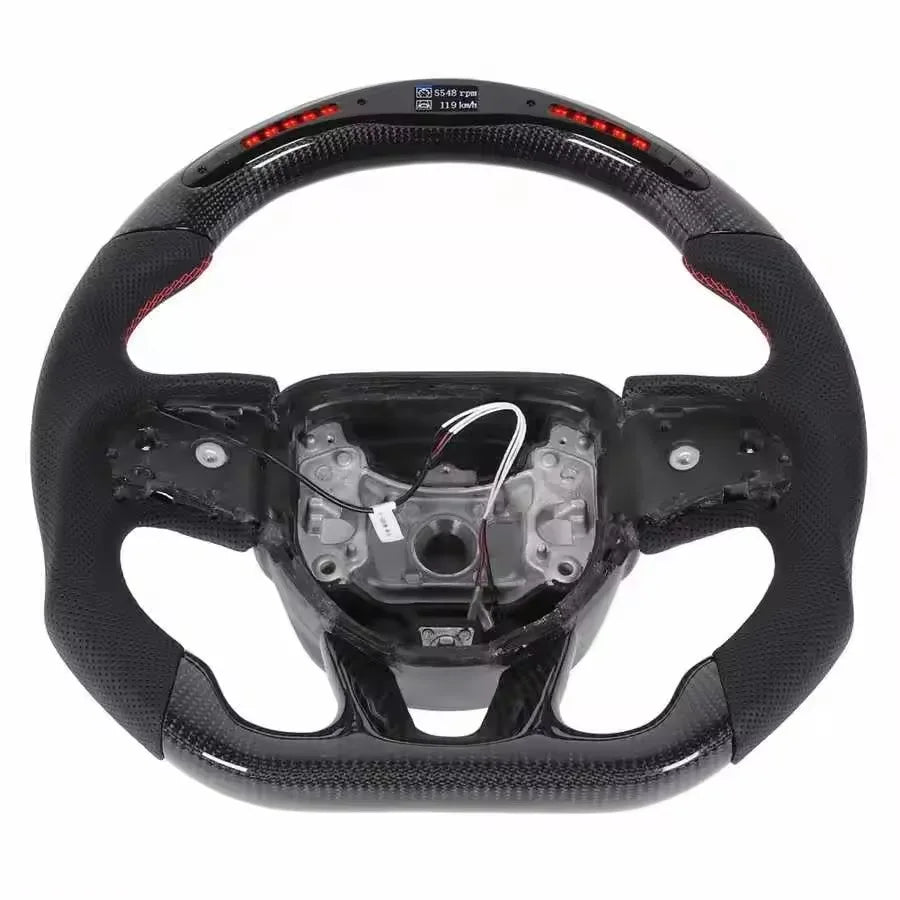 LED Carbon Fiber Steering Wheel For Dodge Challenger Charger Durango HELLCAT 2015-2020 Jeep Grand Cherokee SRT 2014-2020