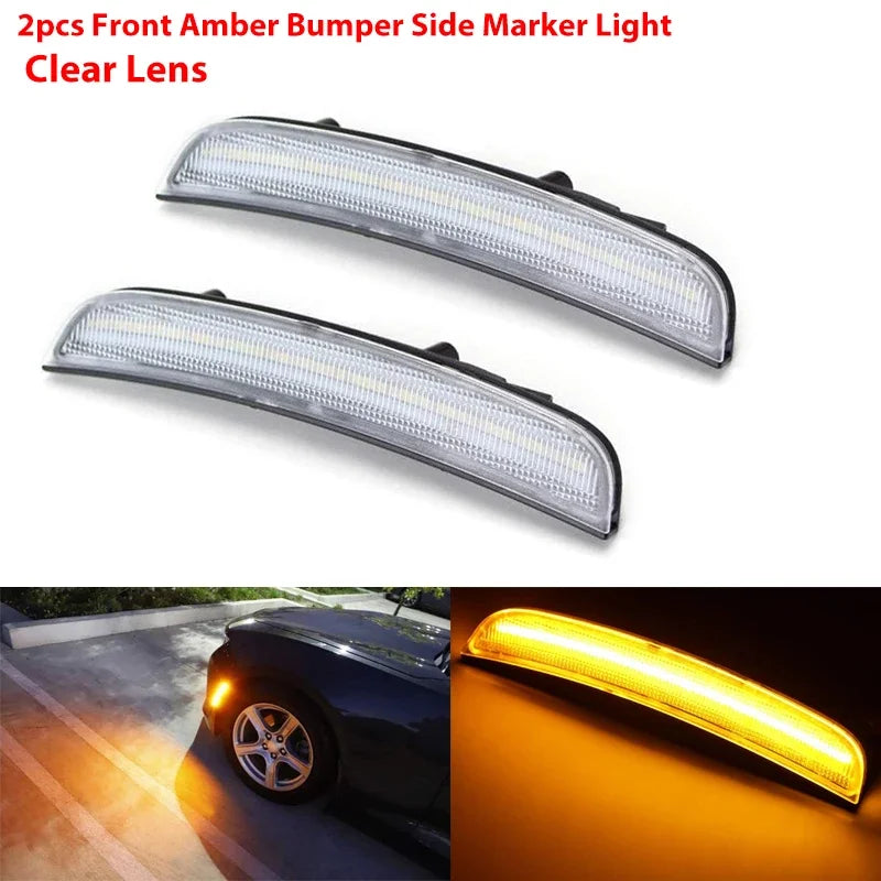 iJDM For Dodge Charger Front/Rear Bumper Side Marker Light Turn SignalLights/Driving Lights,Replace OEM Sidemarker Lamps 15-22