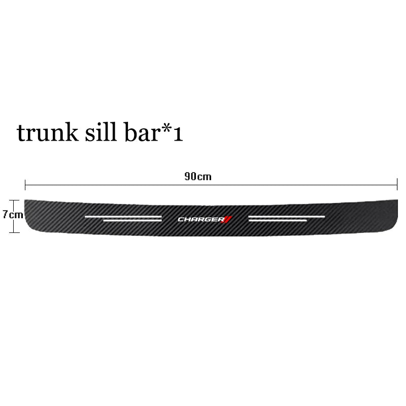 Carbon Fiber Car Door Sill Threshold Protector Auto Stickers Decals For DODGE CHARGER Logo Accessories