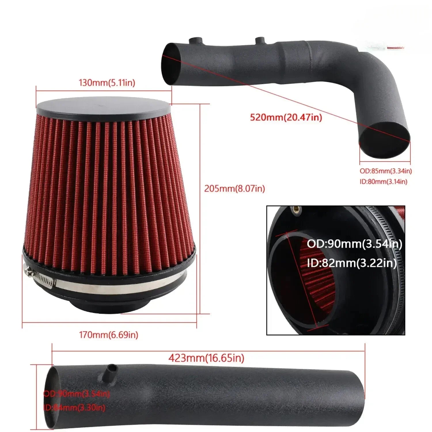 High Flow Cold Air Intake System Pipe W/ Filter Kit for 2011-2023 Dodge Charger/Challenger & Chrysler 300 3.6 V6
