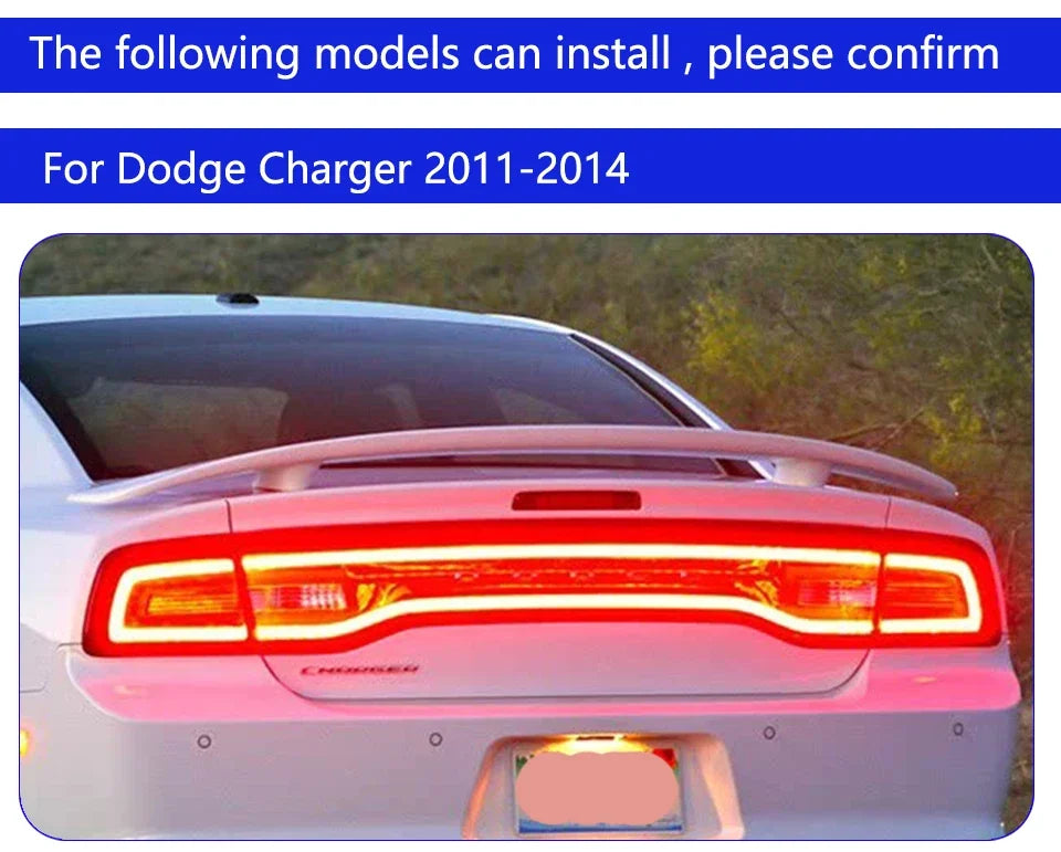Car Taillights Assembly For Dodge Charger 2011-2014 LED Auto Back Lamps Upgrade Dynamic Flashing Signal Light Tools Accessories