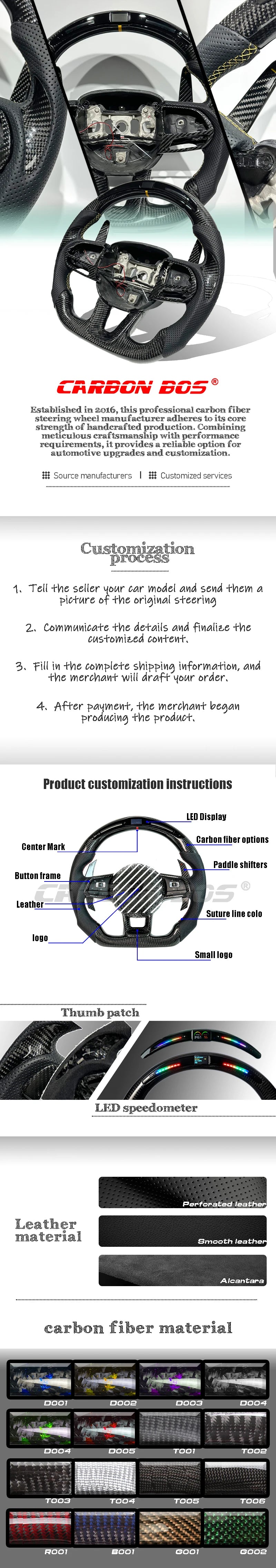 Forged Carbon Fiber Steering Wheel High-Quality D0dge Challenger Durango 300 Charger RT SRT Hellcat Compatible